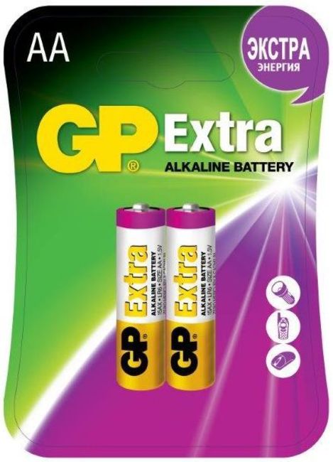 Батарея GP Extra 15AX-CR2 AA (2шт. уп) алкалиновые батарейки gp aа 6 шт extra alkaline 15а 15ax 2cr6 extra