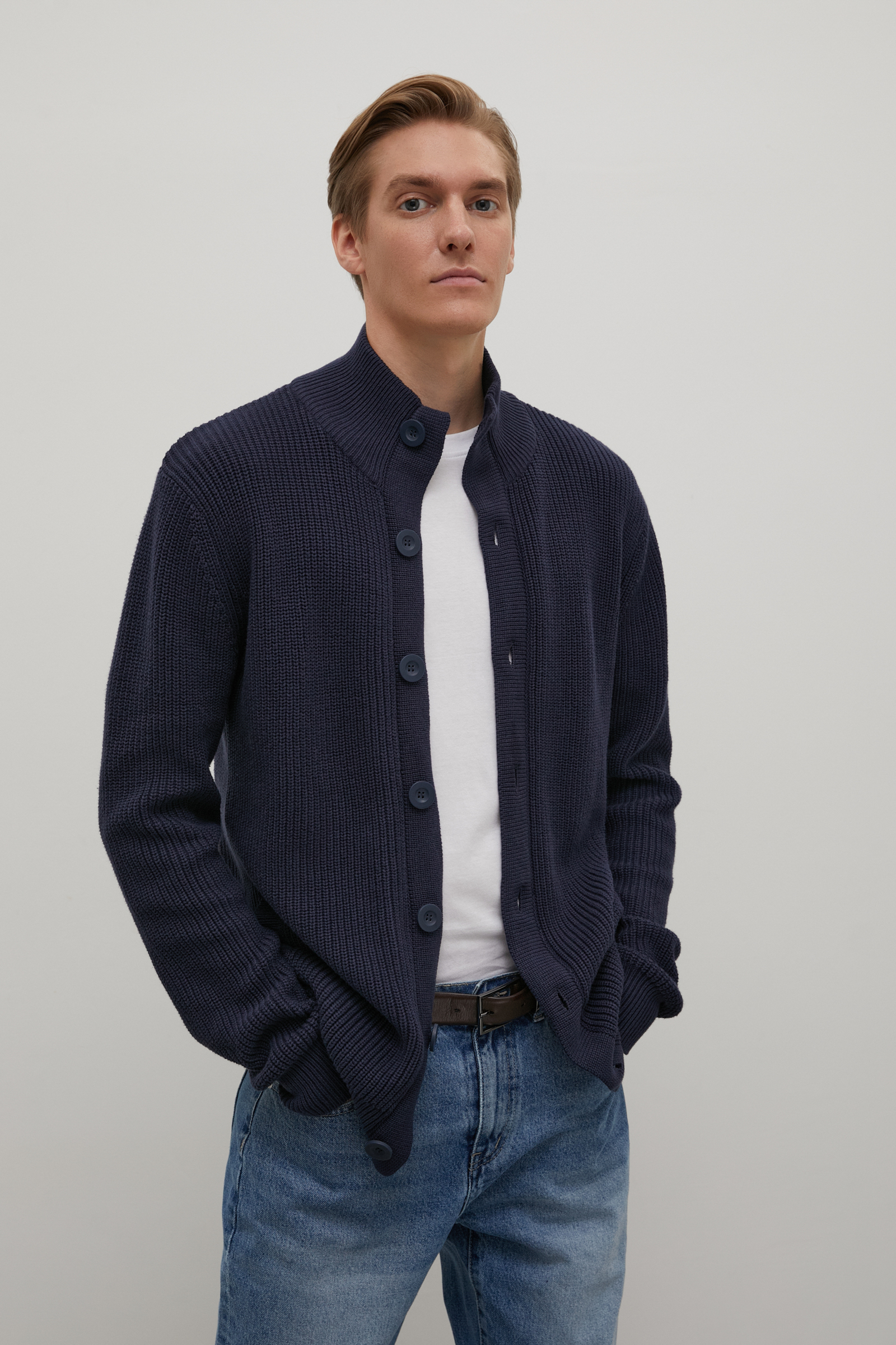 

Кардиган мужской Finn Flare FAC21124 синий 2XL, FAC21124