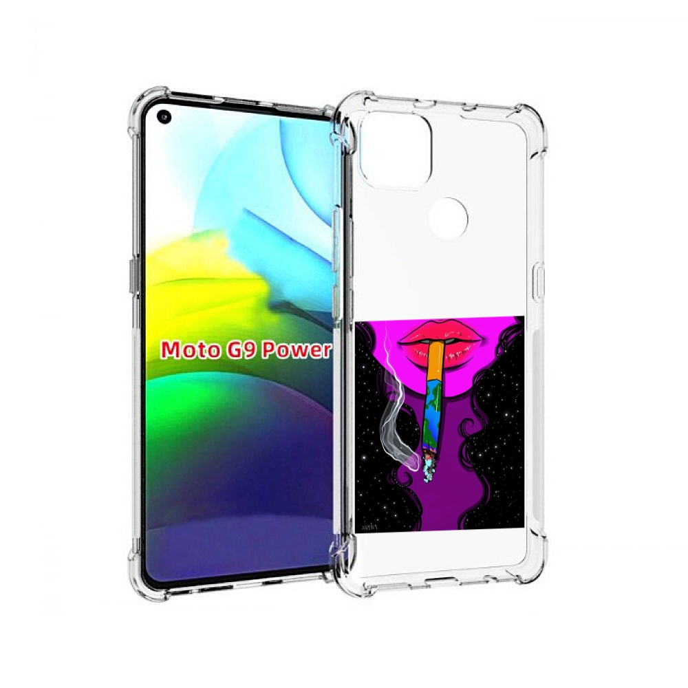 

Чехол MyPads девушка курит землю женский для Motorola Moto G9 Power, Прозрачный, Tocco