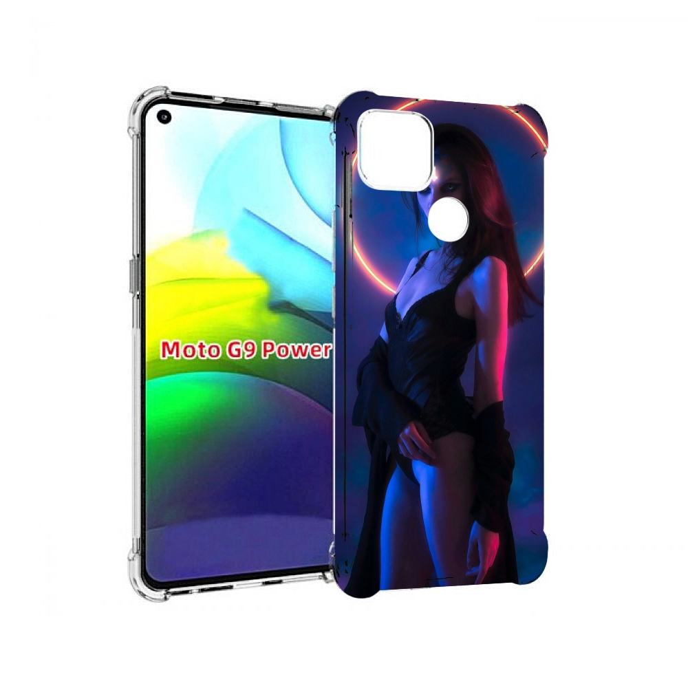 

Чехол MyPads девушка с неоновым кругом женский для Motorola Moto G9 Power, Прозрачный, Tocco