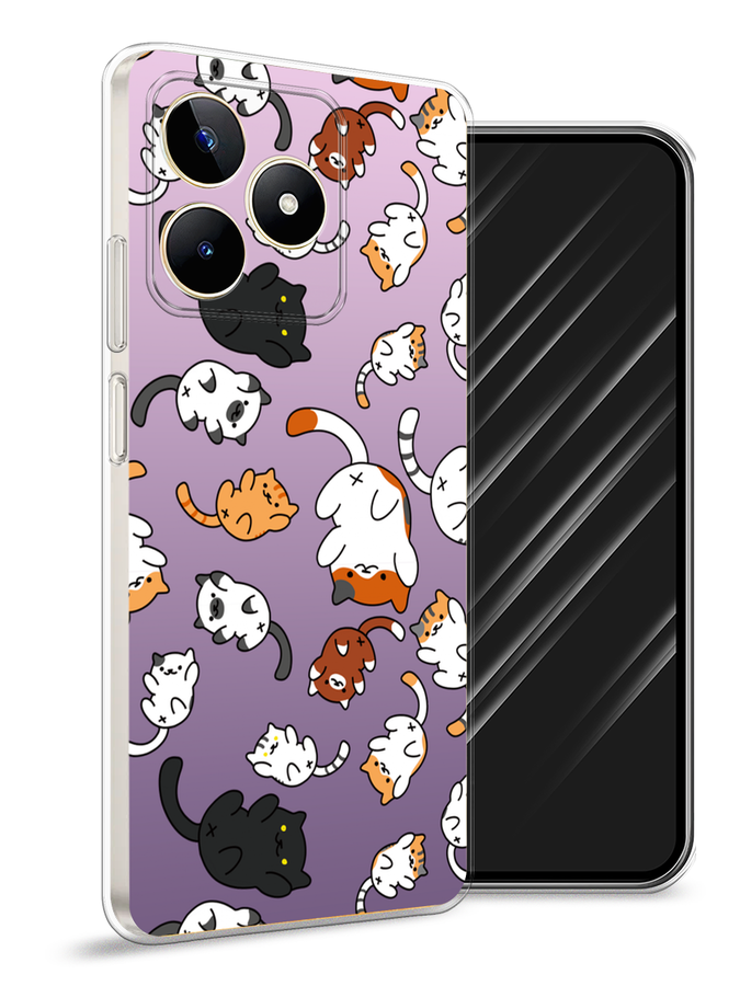 

Чехол Awog на Realme C53/C51/Note 50 "Котопад", Фиолетовый;белый, 2516050-1