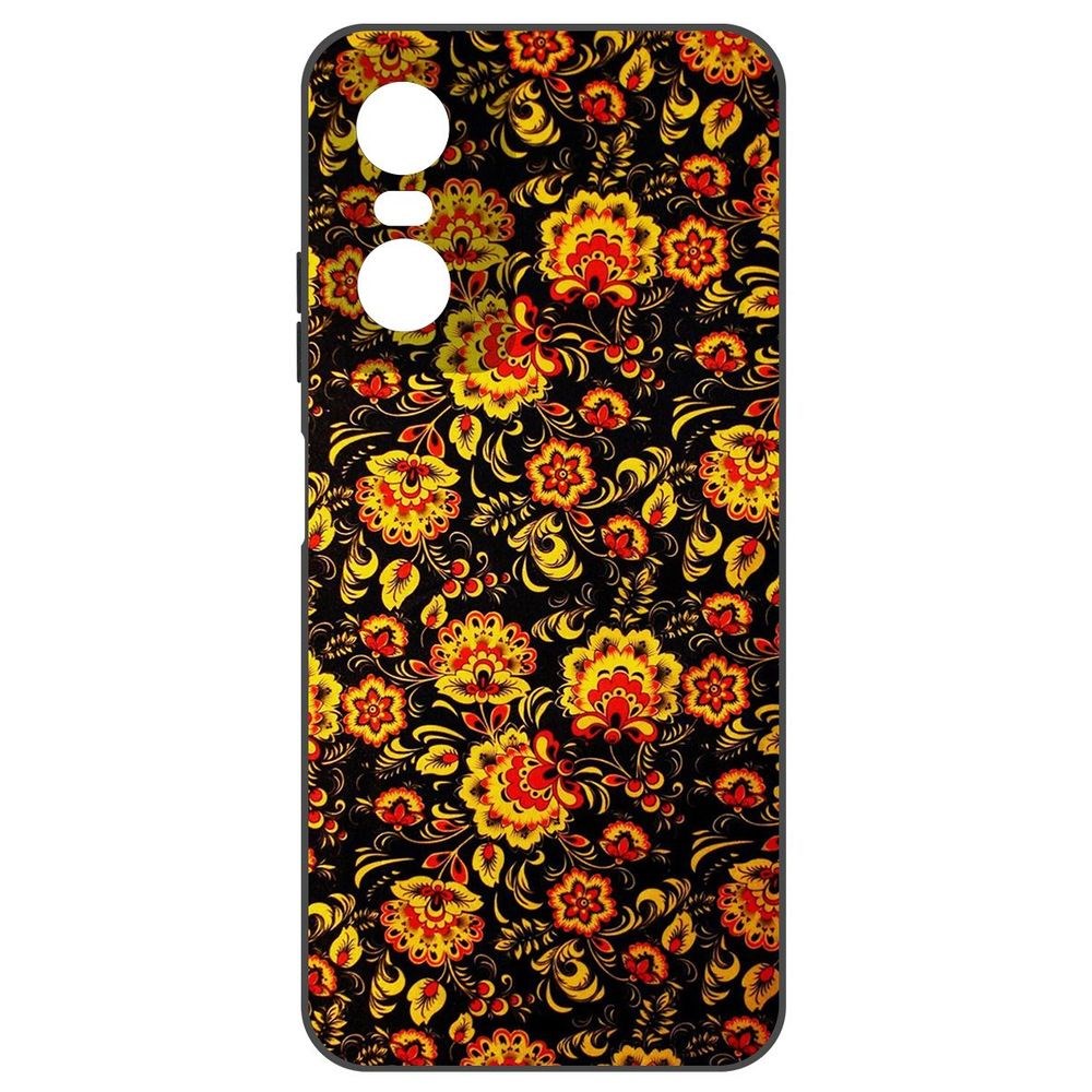

Чехол-накладка Krutoff Soft Case Хохлома для Tecno POP 6 Pro, Черный
