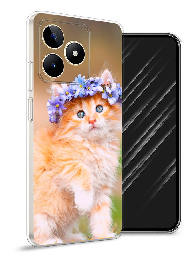 

Чехол Awog на Realme C53/C51/Note 50 "Рыжий кот в венке", Коричневый;синий, 2516050-1