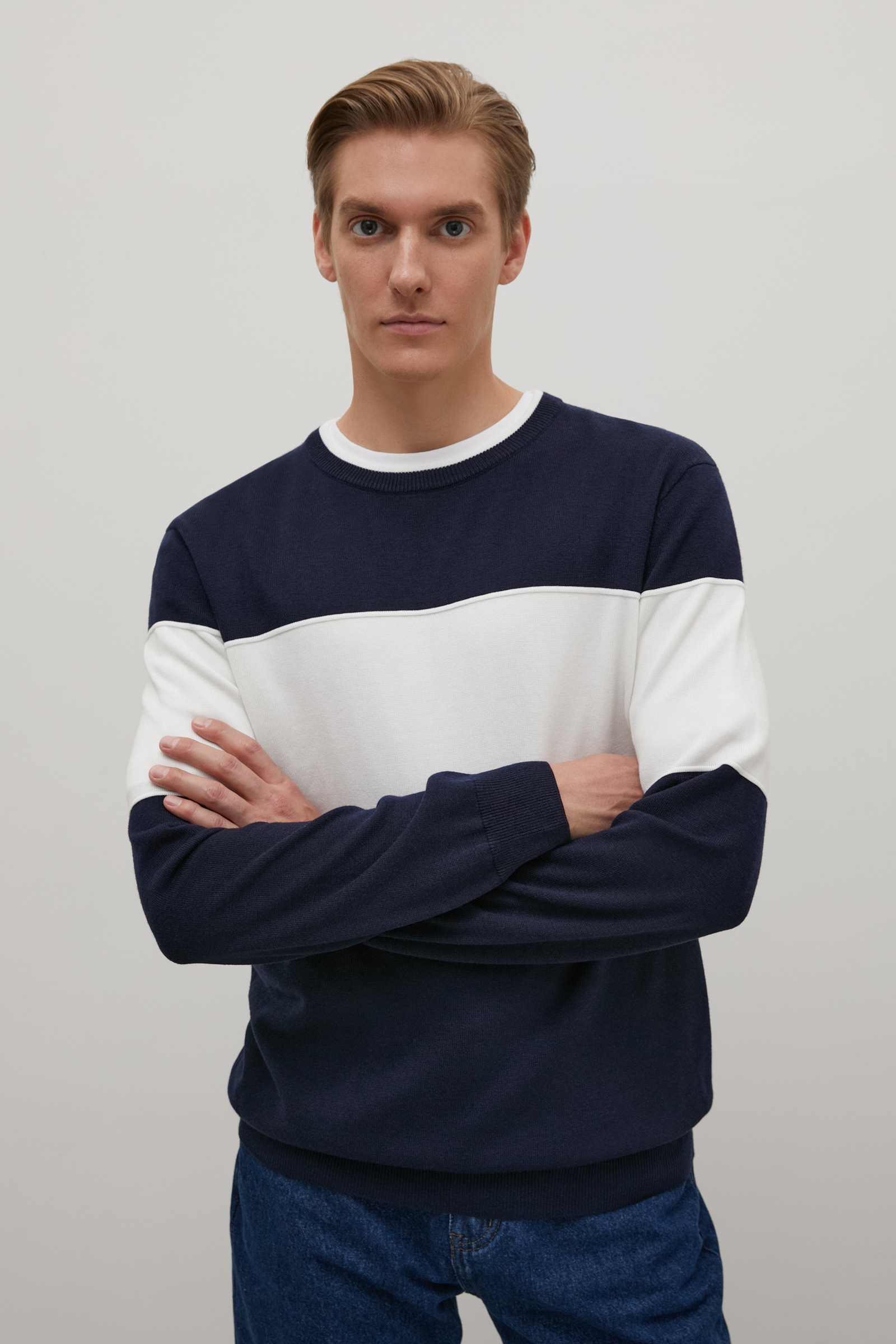 

Джемпер мужской Finn Flare FAC22101 синий 2XL, FAC22101