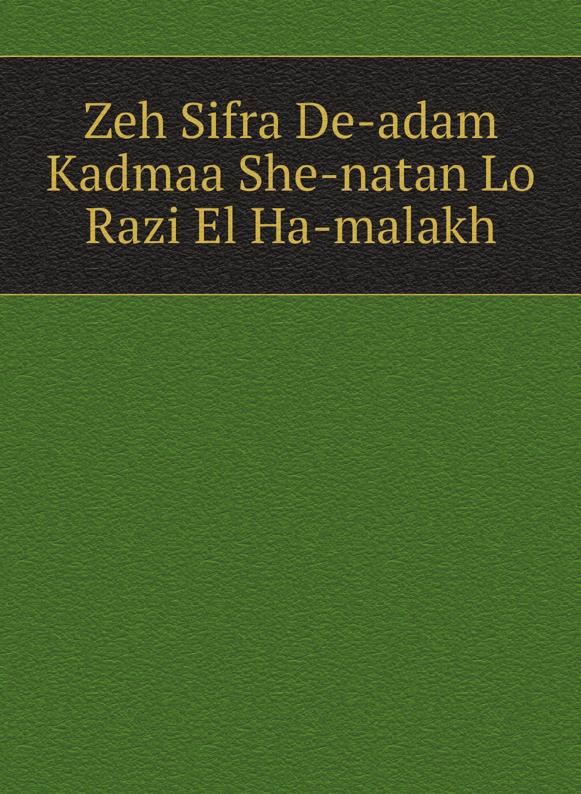 

Zeh Sifra De-adam Kadmaa She-natan Lo Razi El Ha-malakh (Hebrew Edition)