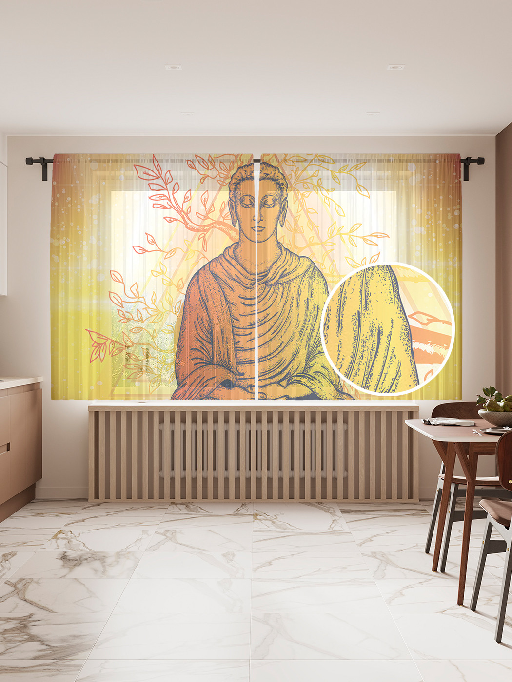 

Фототюль JoyArty "Медитирующий Будда.Путь к нирване" 145x180см, Медитирующий Будда.Путь к нирване