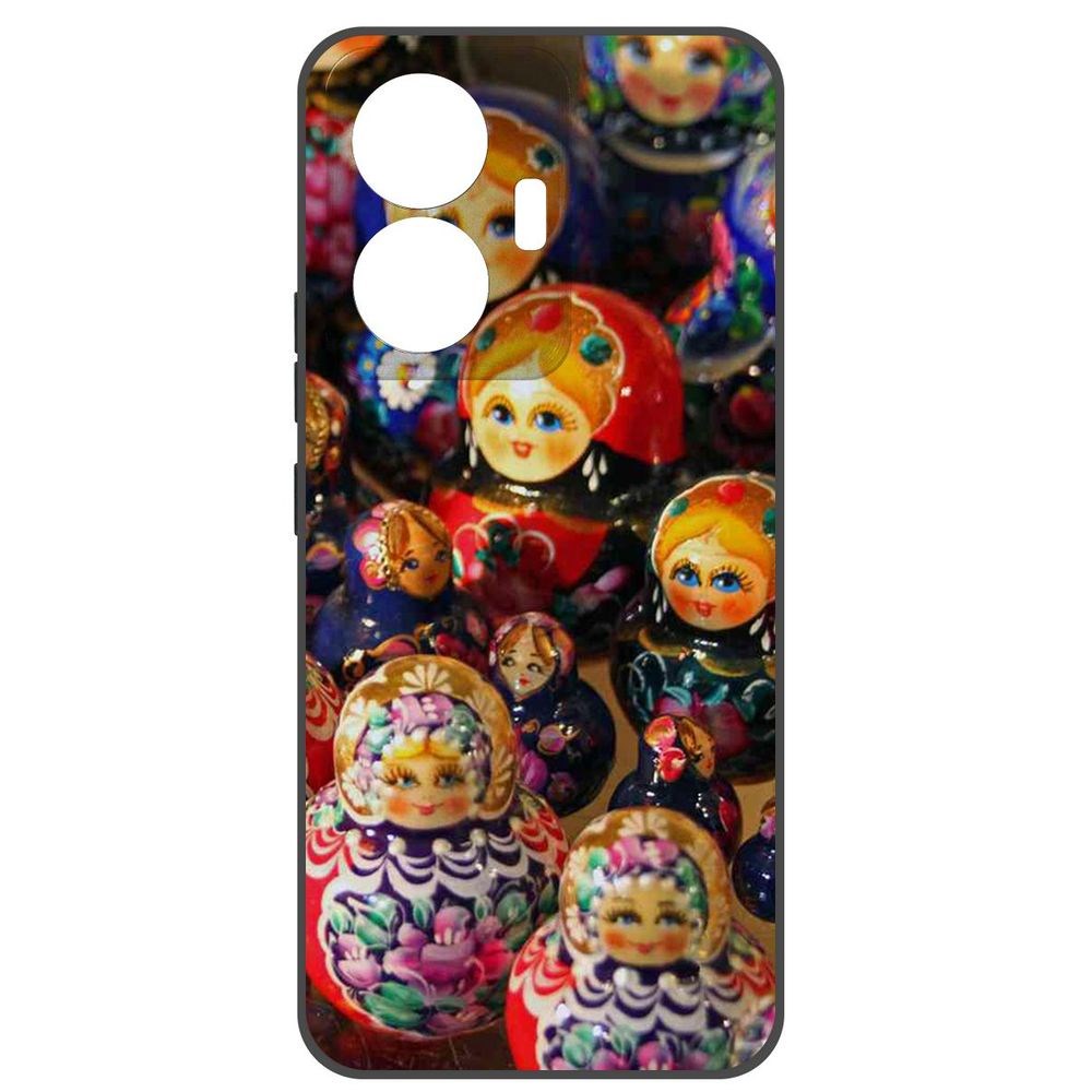 

Чехол-накладка Krutoff Soft Case Матрешка для Vivo T1, Черный