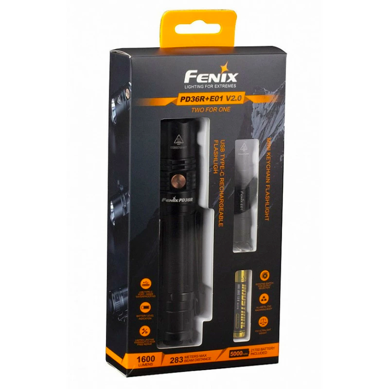 

Набор Fenix PD36R LED Flashlight+E01 V2.0, Черный, УТ-00054050