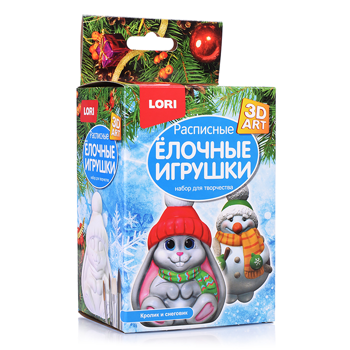 

3D Art. Роспись елочных игрушек "Кролик и снеговик"