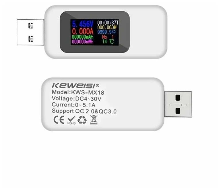 

01731 USB тестер KEWEISI KWS-MX18 белый