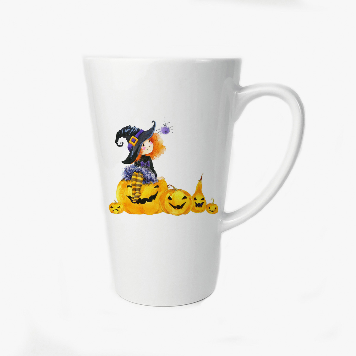 

Большая конусная кружка CoolPodarok Графика Ведьмочка с тыквами