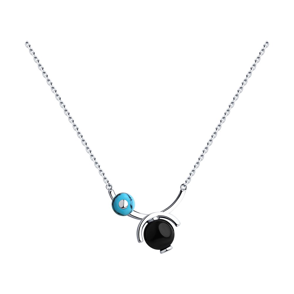 

Колье из серебра с агатом и бирюзой 40 см SOKOLOV 83070004, 83070004