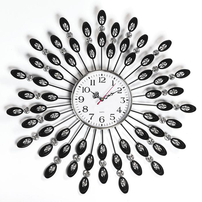 фото Часы настенные, серия: ажур, перья павлина, плавный ход, d=14 см, 48 х 48 см nobrand
