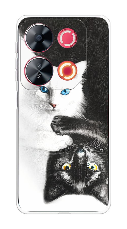 

Чехол на Itel P65 "Коты Инь-Янь", Черный;белый;голубой, 3202350-1