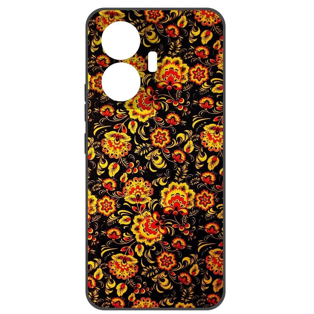 

Чехол-накладка Krutoff Soft Case Хохлома для Vivo T1, Черный