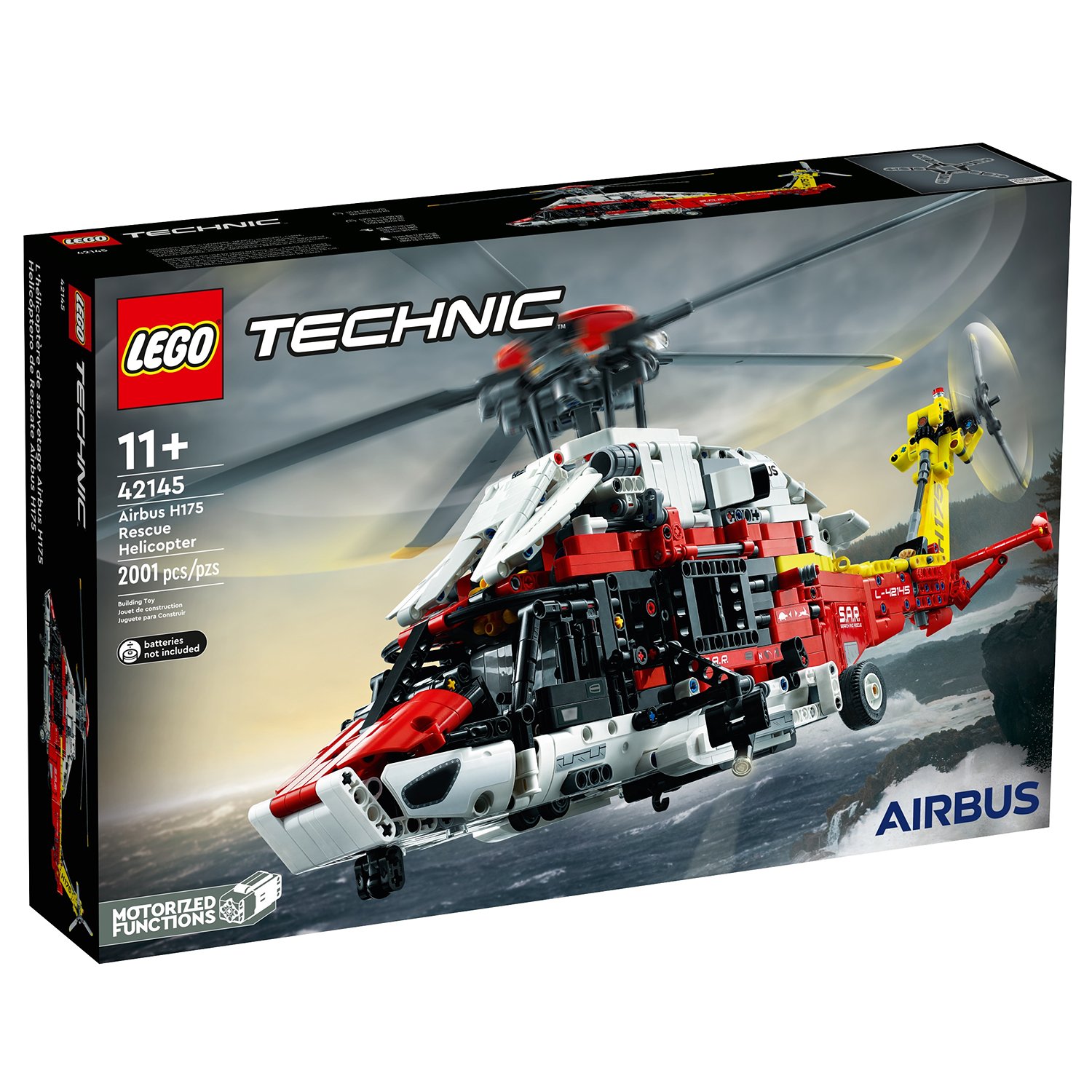 Конструктор LEGO Technic Спасательный вертолет Airbus H175, 2001 деталь, 42145 большой угловой мотор lego technic 45602 для spike prime