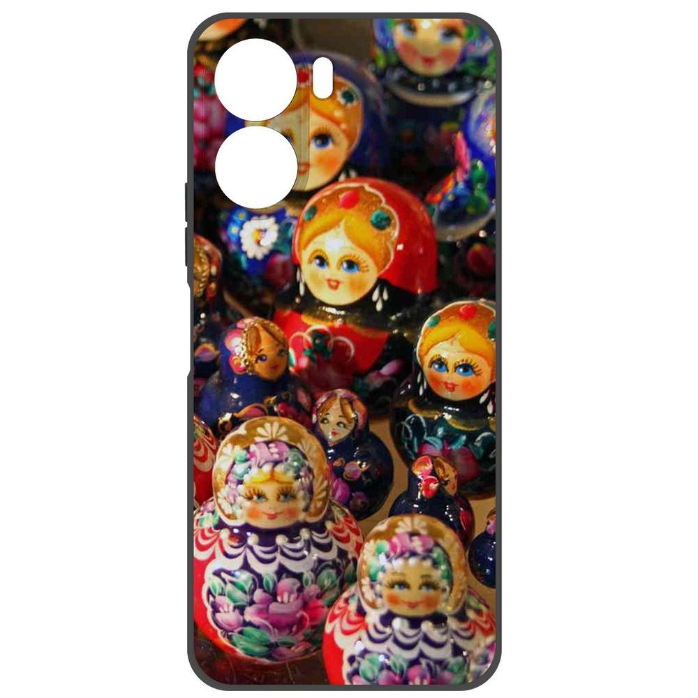 

Чехол-накладка Krutoff Soft Case Матрешка для Vivo Y16, Черный
