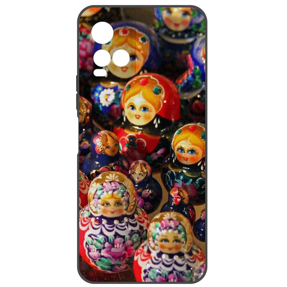 

Чехол-накладка Krutoff Soft Case Матрешка для Vivo Y21, Черный