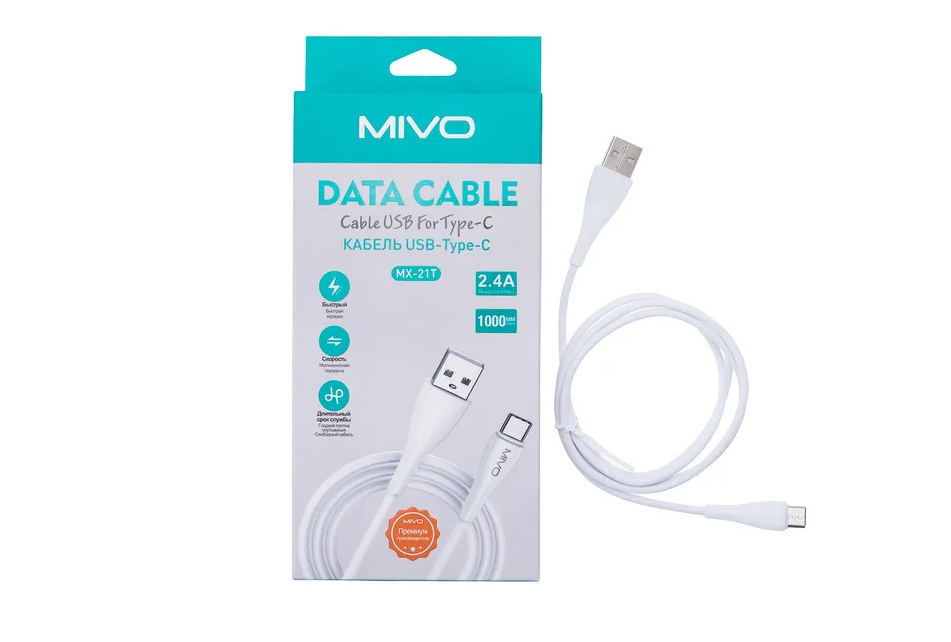 Кабель MIVO MX-21Т USB-Type-C, 1 м, 5 В / 2,4 А