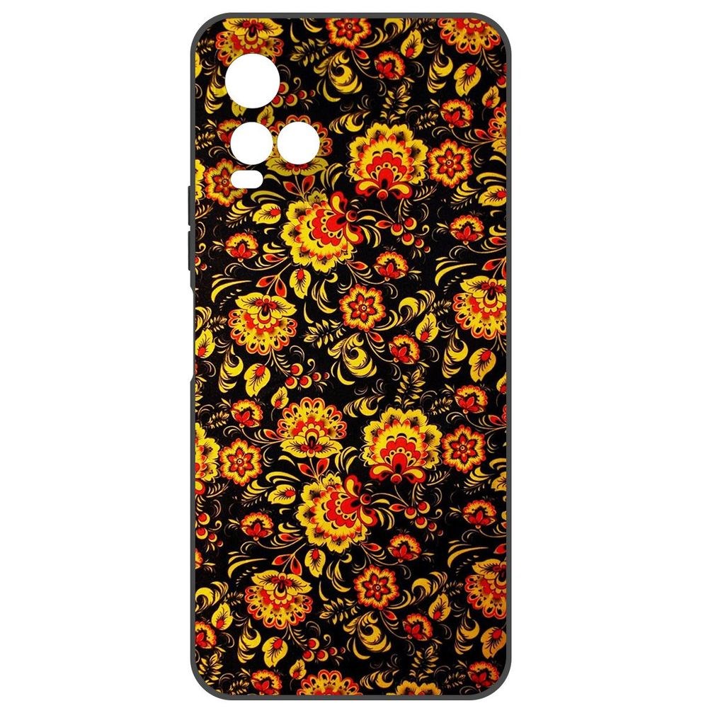 

Чехол-накладка Krutoff Soft Case Хохлома для Vivo Y21, Черный