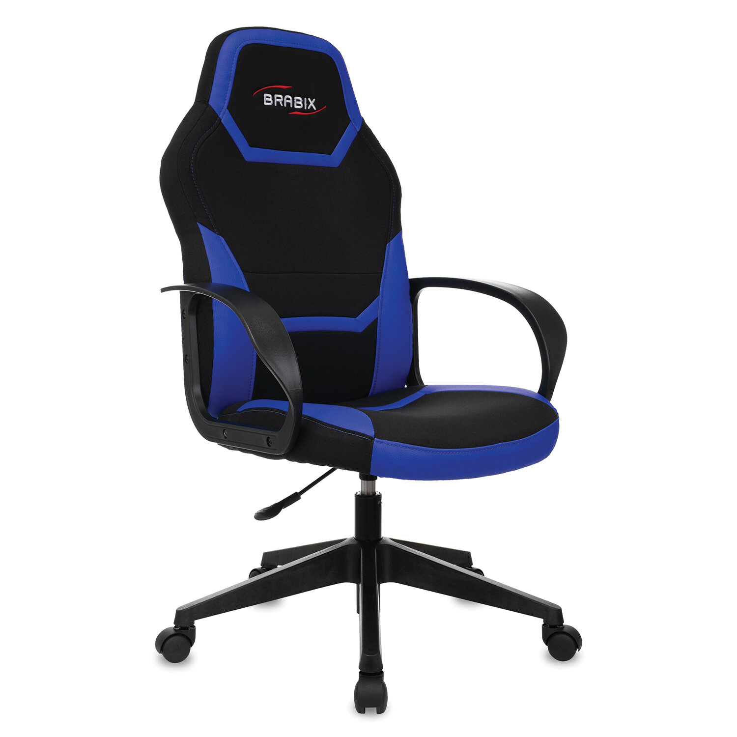 фото Компьютерное кресло brabix alpha gm-018 ткань, экокожа black-blue 532638