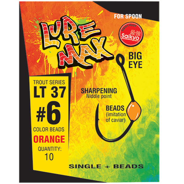 Крючки LureMax Trout LT37 # 5 Orange (10шт)