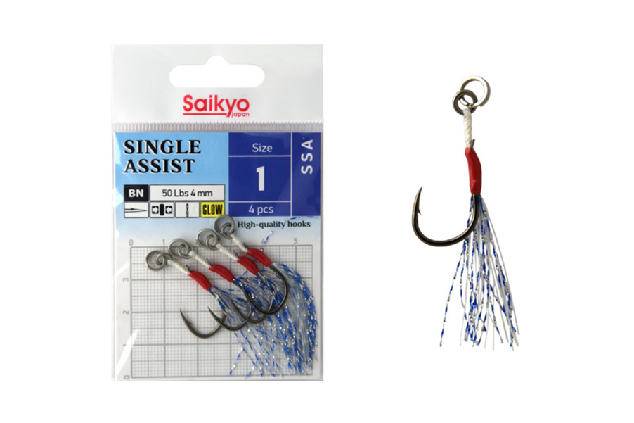 

Крючки Saikyo SINGLE ASSIST SSA №1/0 (4 шт), Черный, SSA-1/0-4