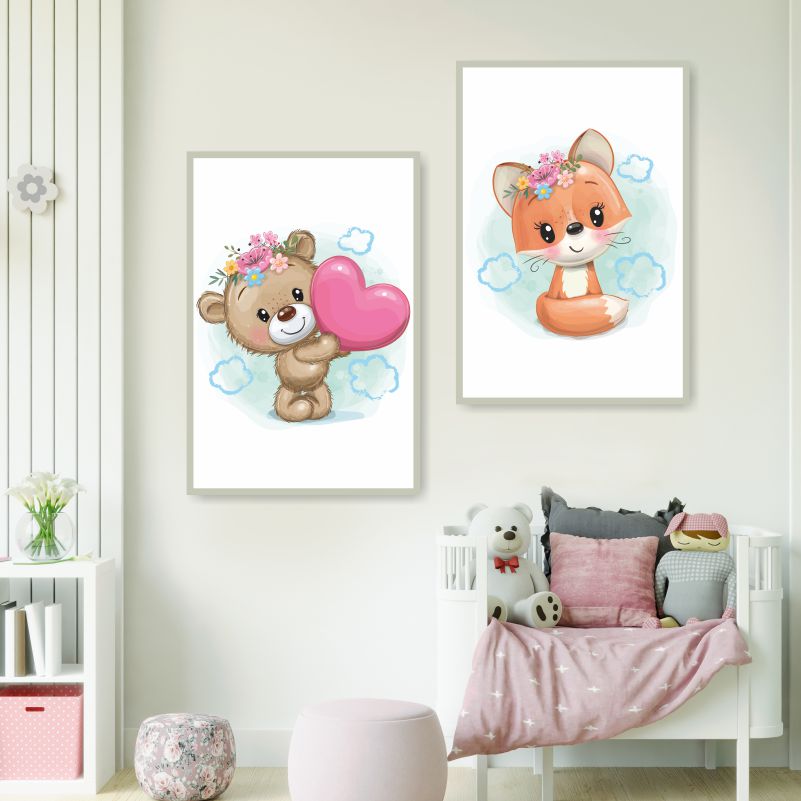 

Набор постеров ПолиЦентр на холсте из 2 шт Лисичка и Медвежонок 60х90 см, Наборх2ЛисичкаИМедвежонокДляДетскойВертикальный