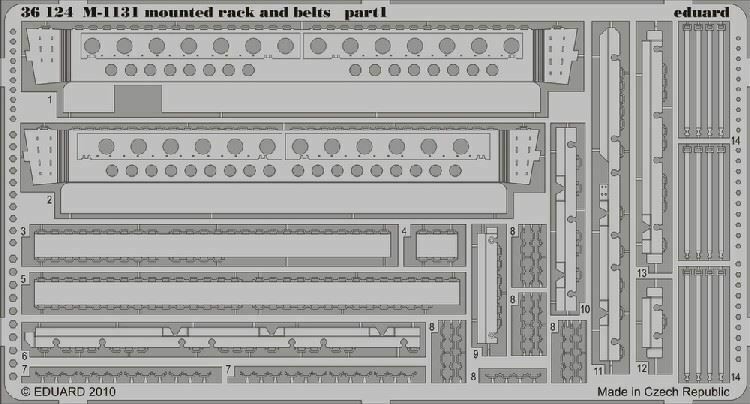 

Фототравление Eduard 36124 M-1131 mounted rack and belts 1/35, Однотонный