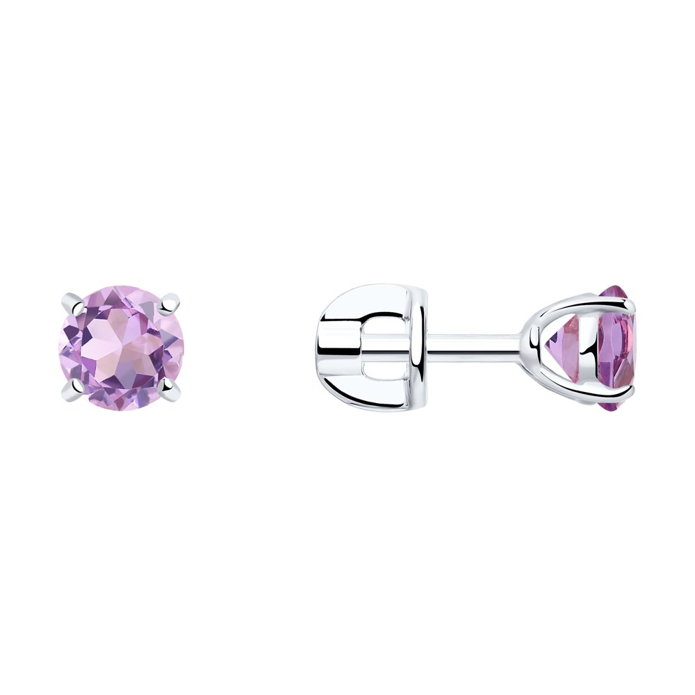 

Серьги пусеты из серебра SOKOLOV 92021089, аметист, 92021089