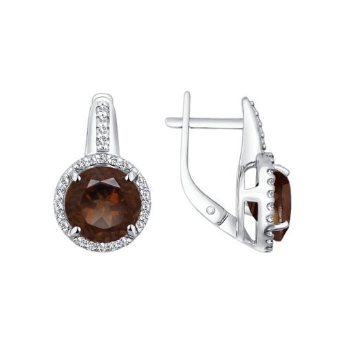 

Серьги из серебра SOKOLOV 92021096, раухтопаз/фианит, 92021096