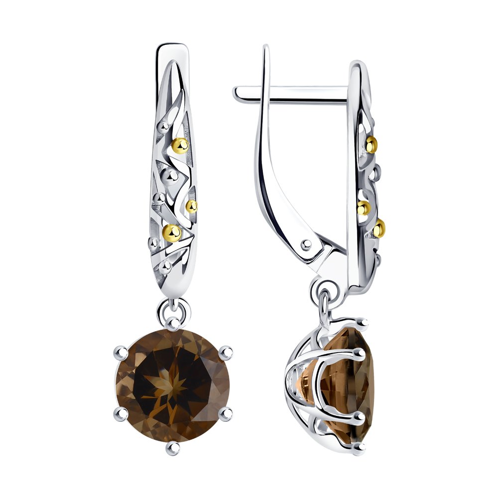 

Серьги подвески из серебра SOKOLOV 92021903, раухтопаз, 92021903