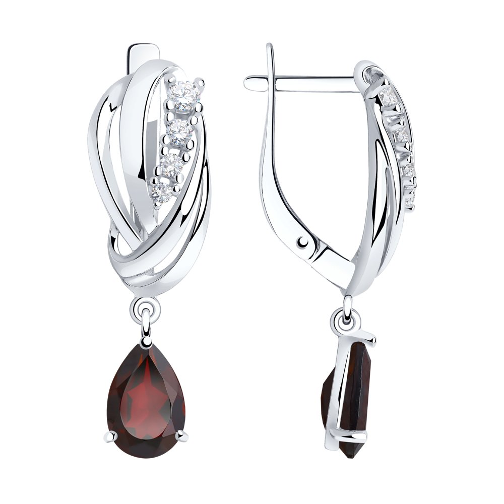 

Серьги подвески из серебра SOKOLOV 92022258, гранат/фианит, 92022258