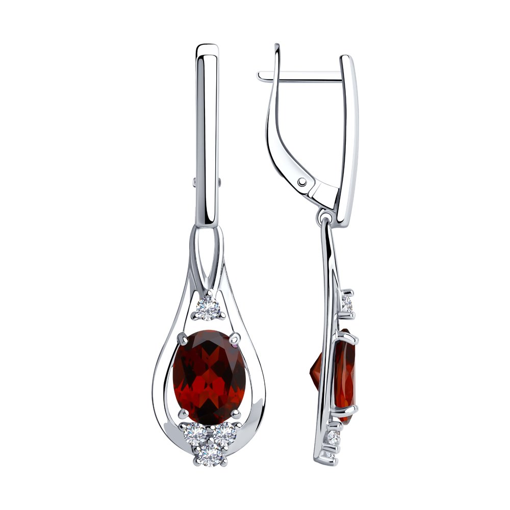 

Серьги подвески из серебра SOKOLOV 92022278, гранат/фианит, 92022278
