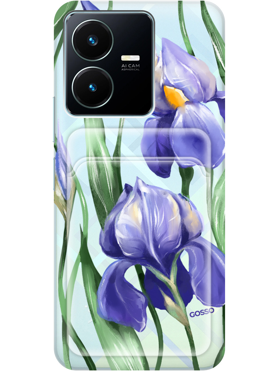 

Силиконовый чехол на Vivo Y22 с рисунком "Amazing Irises" прозрачный, 20012015