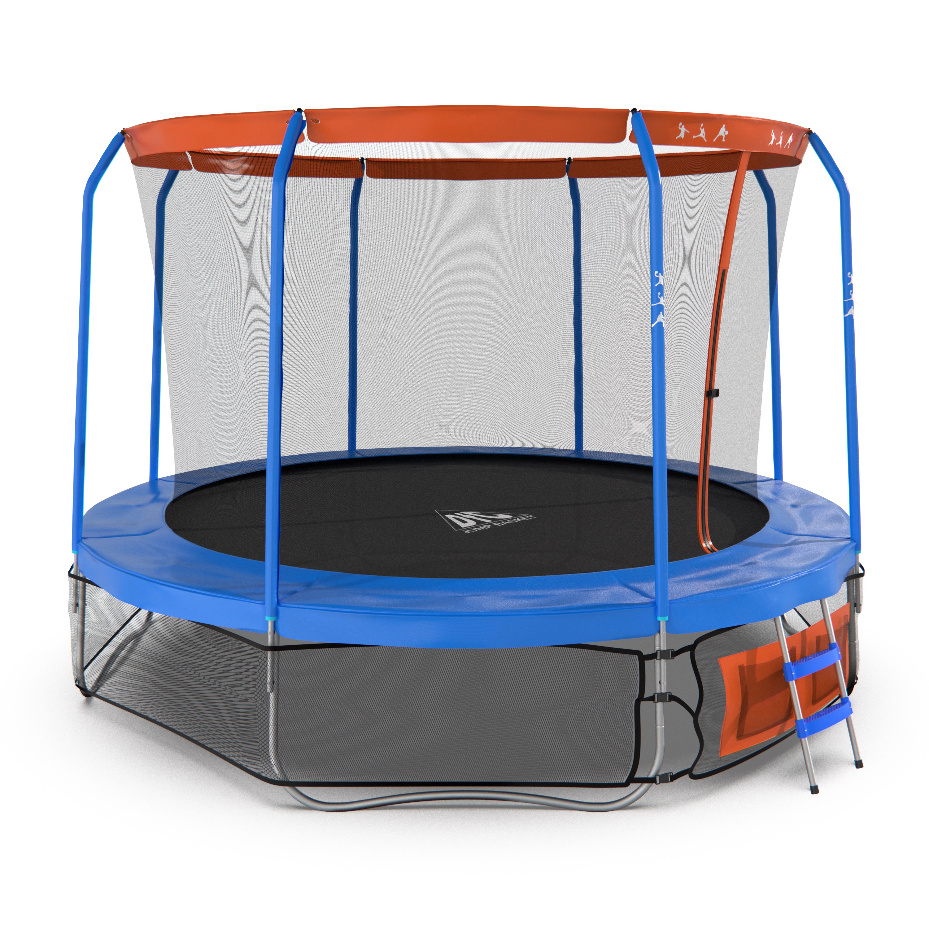 Батут DFC Jump Basket с сеткой и лестницей 427 см, синий/красный