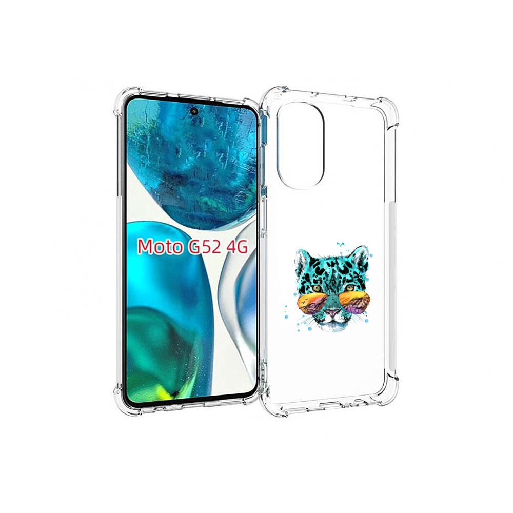 Чехол MyPads голубой лео для Motorola Moto G82 / Moto G52
