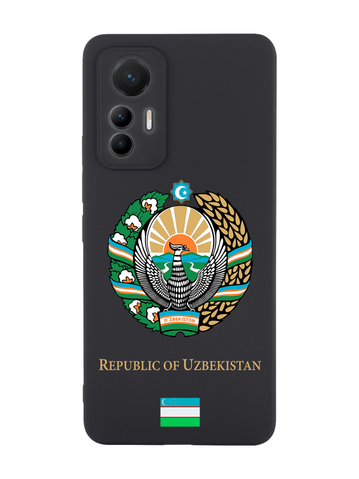 

Чехол SignumCase для Xiaomi 12 Lite Герб Узбекистана черный, Разноцветный