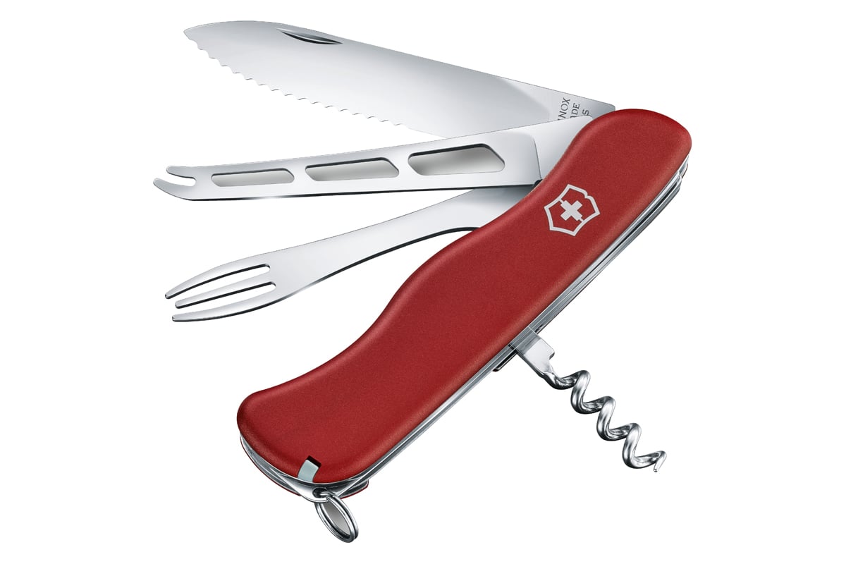 

Складной нож Victorinox Cheese Master, функций 8, 111мм, красный , коробка картонная 0.831, Красный;серебристый, Cheese Master