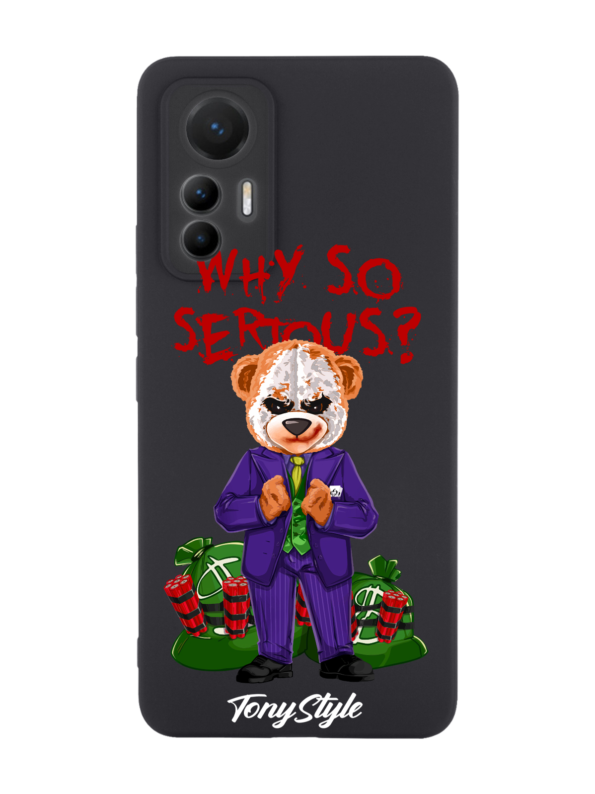 

Чехол Tony Style для Xiaomi 12 Lite Tony Style Джокер Joker Why so serious черный, Разноцветный