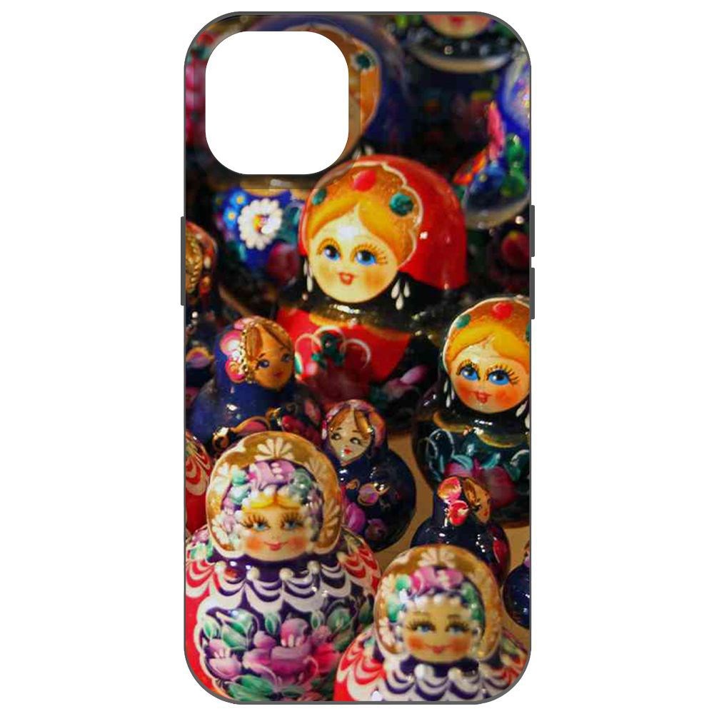 

Чехол-накладка Krutoff Soft Case Матрешка для iPhone 14, Черный