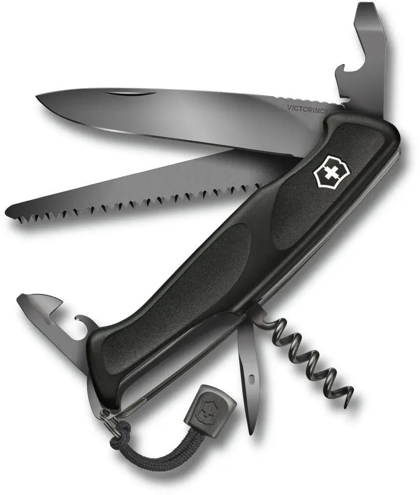 

Складной нож Victorinox RangerGrip Onyx, функций 12, 130мм, черный , коробка подарочная 0., RangerGrip Onyx