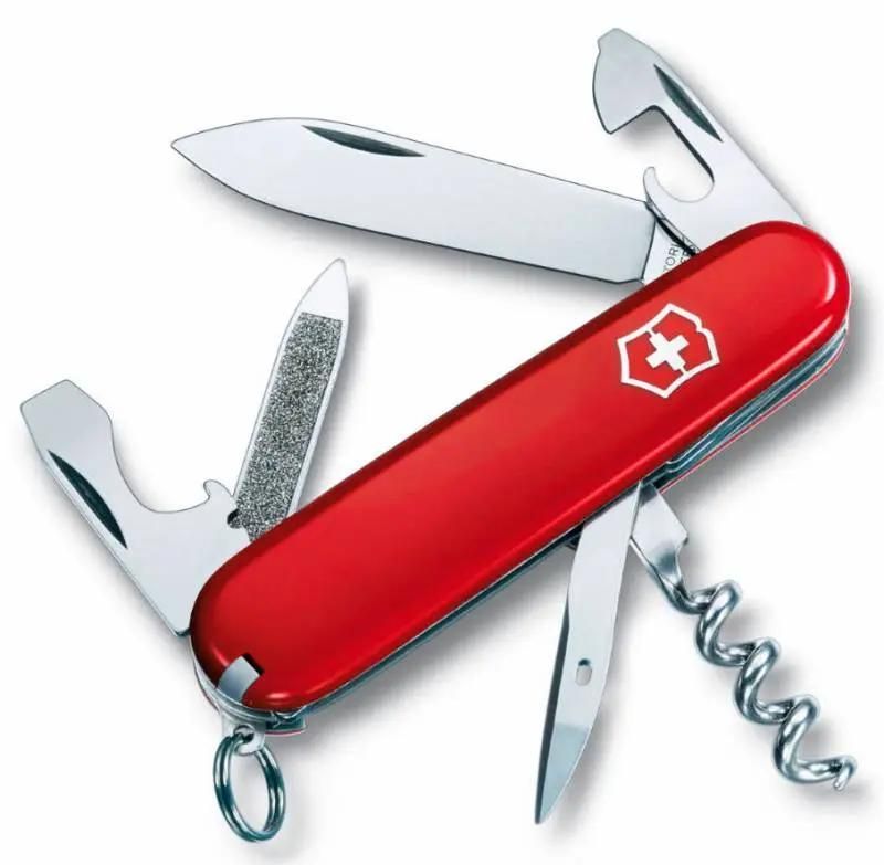 

Складной нож Victorinox Sportsman, функций 13, 84мм, красный , коробка картонная 0.3803, Красный;серебристый, Sportsman