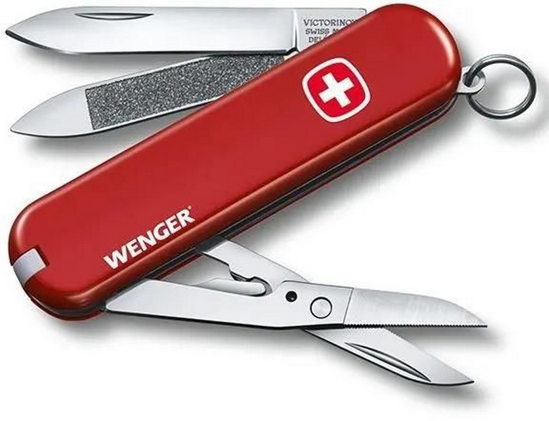 

Складной нож Victorinox Wenger, функций 7, 65мм, красный , коробка картонная 0.6423.91, Красный;серебристый, Wenger