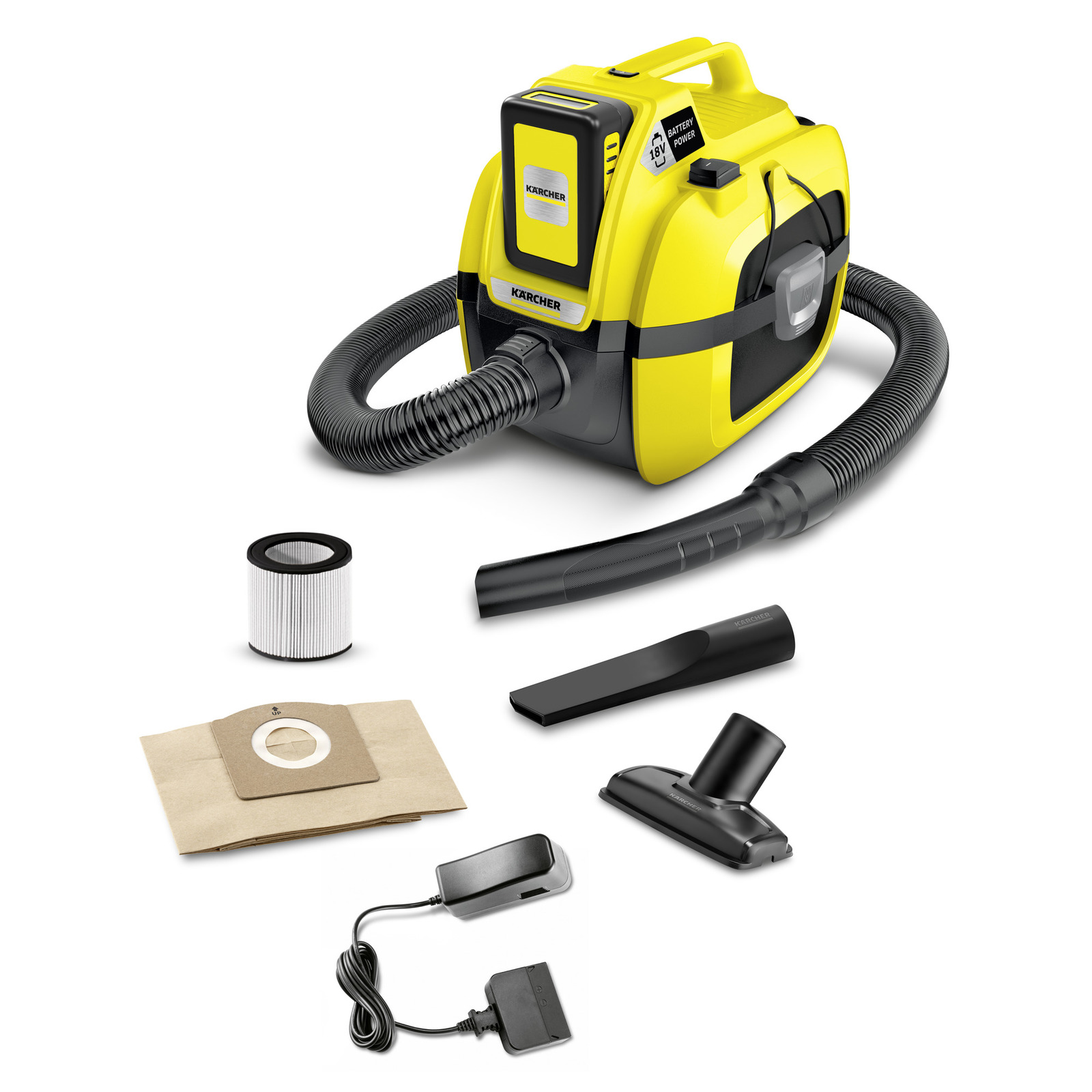 фото Аккумуляторный пылесос karcher wd 1 compact battery set + фильтр-мешки+ночник-зарядка