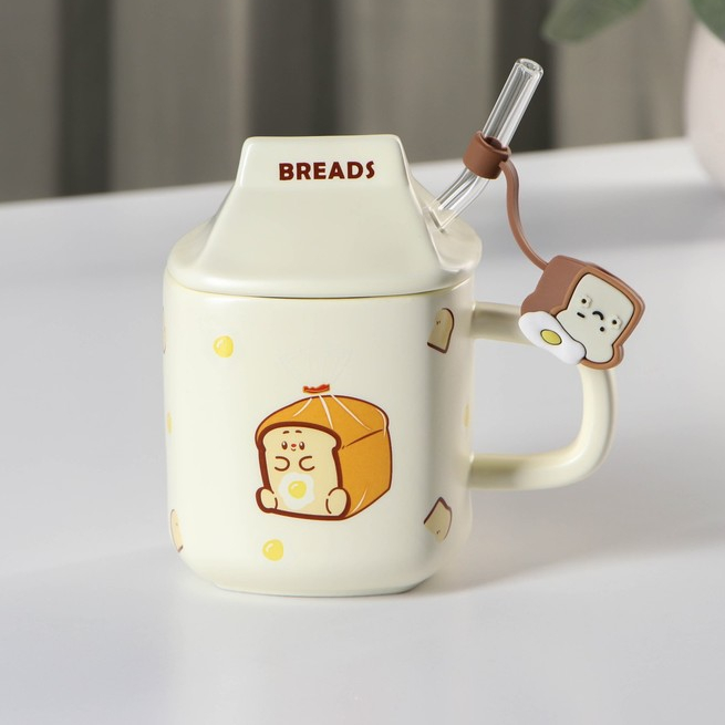 

Кружка с керамической крышкой и трубочкой "Breads" 350мл, 12,5х8,5х12,5