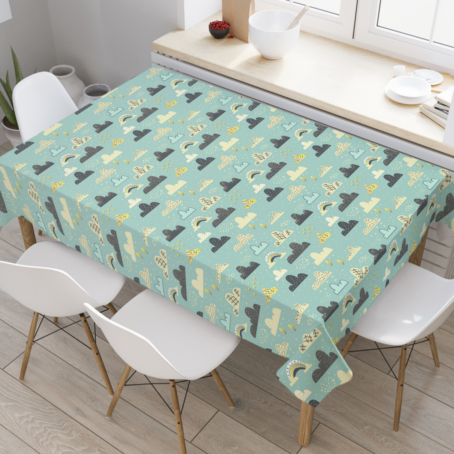 

Скатерть прямоугольная JoyArty Дождевые тучки из сатена 120x145 см, Голубой, Дождевые тучки
