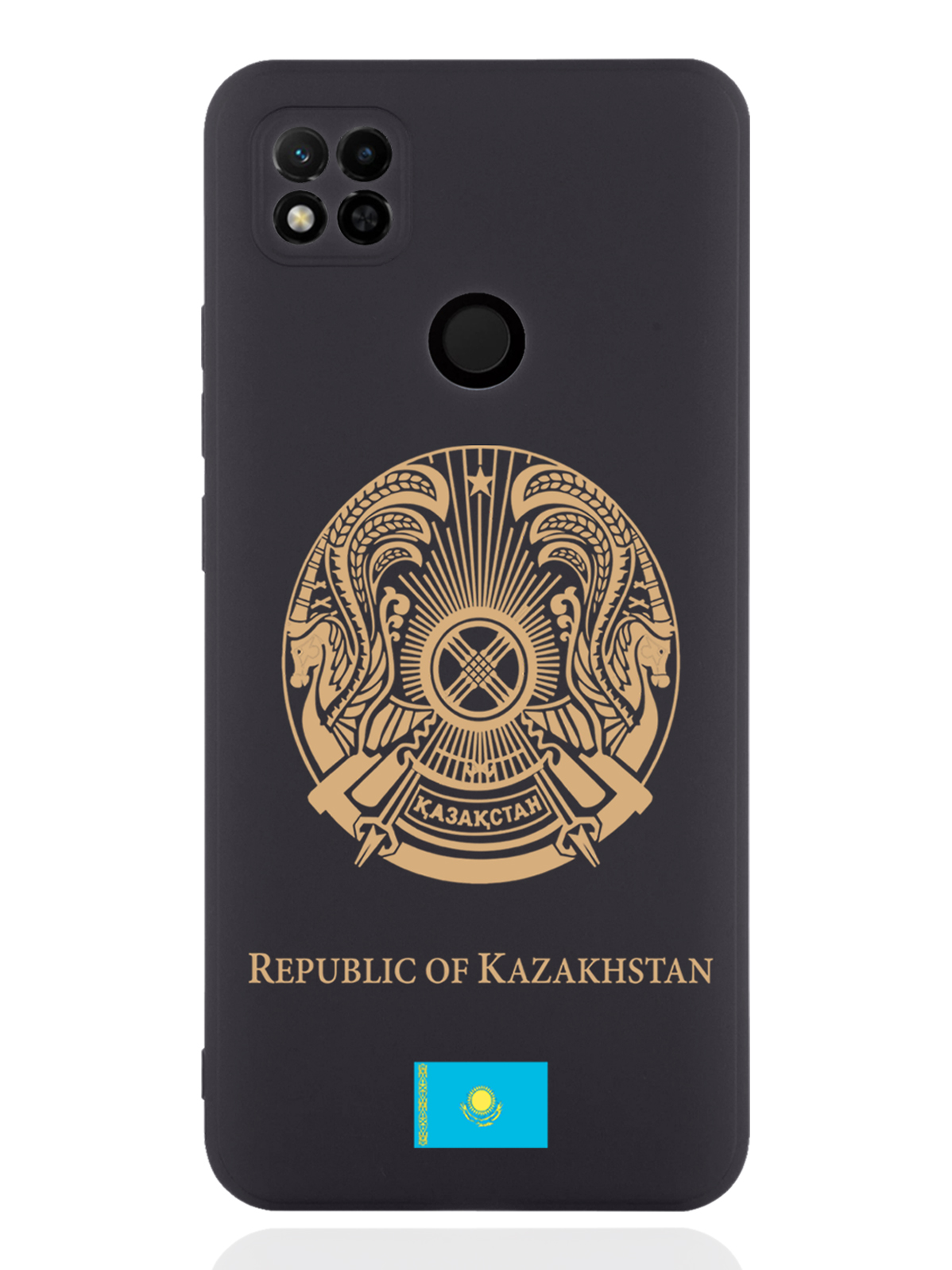 Чехол SignumCase для Xiaomi Redmi 10A Золотой Герб Казахстана черный