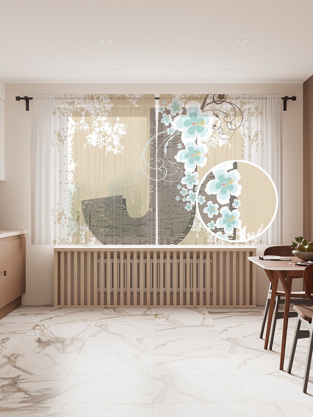 

Фототюль JoyArty "Цветочная j", 145x180 см (2 полотна со шторной лентой + 50 крючков), Цветочная j