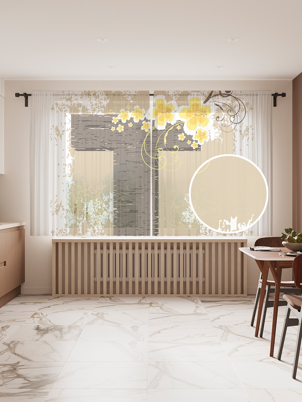 

Фототюль JoyArty "Цветочная t", 145x180 см (2 полотна со шторной лентой + 50 крючков), Цветочная t